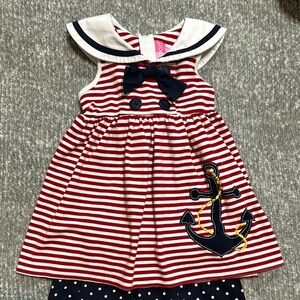 Nautical Striped Kids top with anchor appliqué 4t